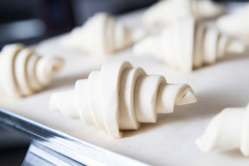 Wall Mural - Dough for croissants. Preparation of croissants.