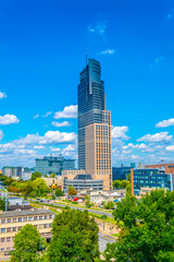 Wall Mural - Aerial view of a business center in the polish capital warsaw.