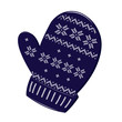Blue of knitted christmas mittens on white background. Vector