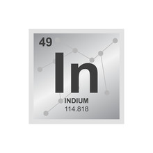 Vector Symbol Of Indium From The Periodic Table Of The Elements On The Background From Connected Molecules