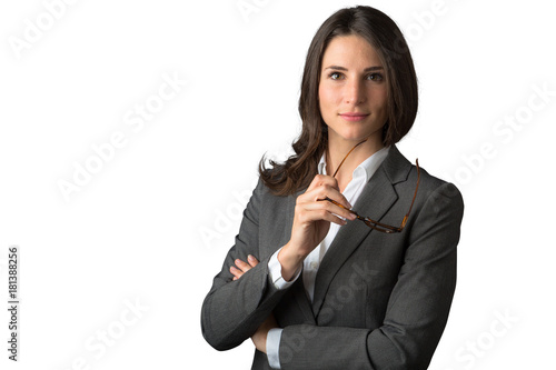 Cuadros en Lienzo Young smart and witty business financial law type commercial professional on whi