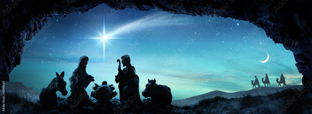 Nativity Of Jesus - Scene With The Holy Family
 - obrazy, fototapety, plakaty 