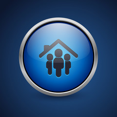 Wall Mural - Push Button - Dark Blue Web Icon