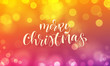 © Ron Dale - Merry Christmas greeting card calligraphy lettering on sparkling bokeh light or snowflakes glittering blur effect. Vector festive shine background for Christmas or New Year winter holiday quote design