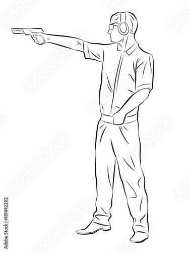illustration of a shooter from a gun , vector draw - Buy this stock