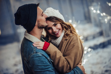 Wall Mural - Couple outdoor in winter