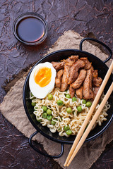 Wall Mural - Ramen noodles with meat, vegetables and egg