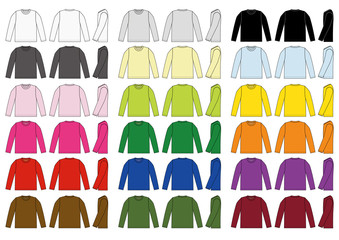 Longsleeve t-shirt illustration set