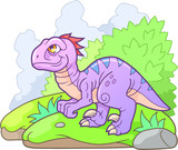 Fototapeta Dinusie - cartoon funny velociraptor cute picture
