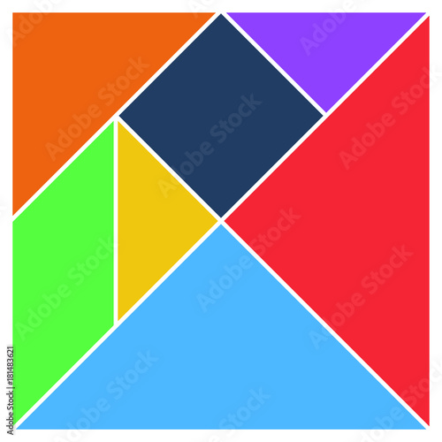 Fotografía Tangram square brain game base pieces flat UI colors vector illustraition