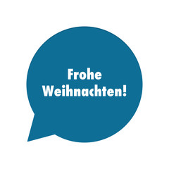 Sticker - Blaue Sprechblase rund - Frohe Weihnachten