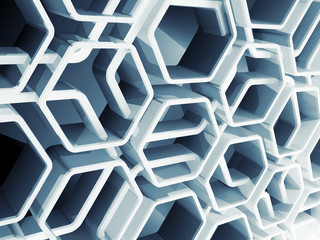 Abstract 3d blue honeycomb structure