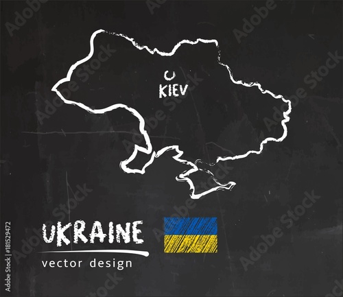 Obraz na płótnie Ukraine map, vector drawing on blackboard