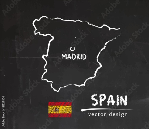 Obraz na płótnie Map of Spain, Chalk sketch vector illustration