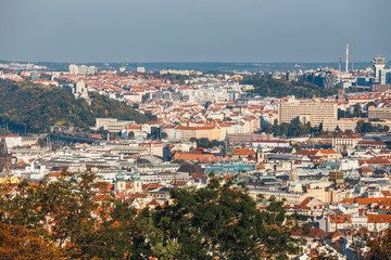 Wall Mural - aerial view of old town in Prague, Czech republic, red tile roofs