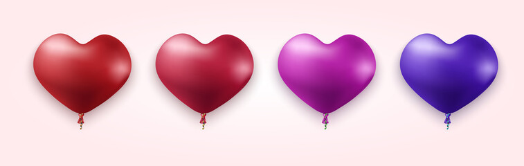 Wall Mural - vector modern colorful heart balloons set
