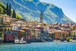 Beautyful old town harbor in Italian city of Varenna