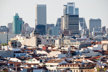 Wall Mural - Aerial view of the city of Madrid including the business and financial district