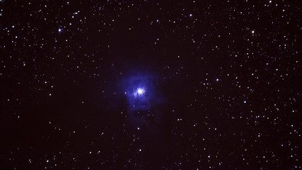 Wall Mural - Simulated spaceship POV, flying towards a blue nebula
