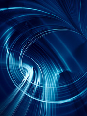 Wall Mural - Abstract blue and black background texture. Dynamic curves ands blurs pattern. Detailed fractal graphics. Science and technology concept.