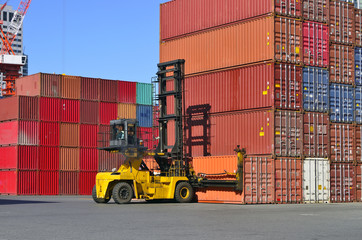 cargo container in import export logistic zone
