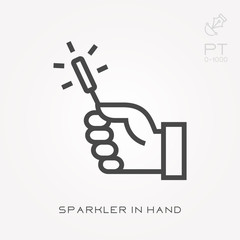 Wall Mural - Line icon sparkler in hand