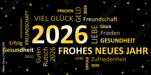 Poster Glückwunschkarte Silvester 2026 - Guten Rutsch und ein frohes neues Jahr