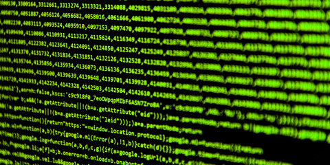 screen with software developer code.