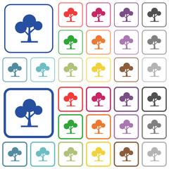 Sticker - Leafy tree outlined flat color icons