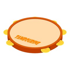 Wall Mural - Tambourine icon, isometric style