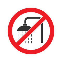 Sticker - Forbidden sign with shower faucet glyph icon