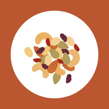 Trail Mix Vector Illustration. Nuts And Dried Berries Icon.