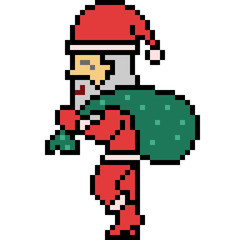 Wall Mural - vector pixel art santa claus