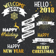 © shekularaz - New Year and Merry Christmas signs with golden elements. Vector illustration.