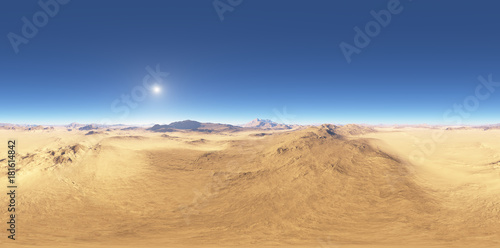 Foto Panorama of desert landscape sunset, environment HDRI map