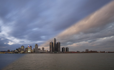 Wall Mural - Detroit Skyline sunset and twilight