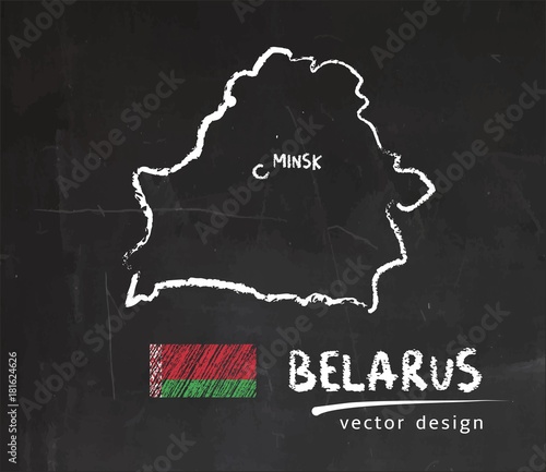 Obraz na płótnie Map of Belarus, Chalk sketch vector illustration