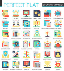 Poster - Vector Economics market complex flat icon concept. Web infographic design icons.
