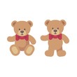 Teddy bear sitting and standing flat illustration. Christmas present icon