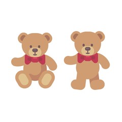 teddy bear sitting and standing flat illustration. christmas present icon