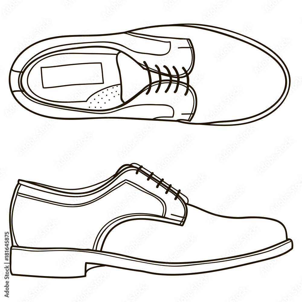 Classical men shoes isolated on white background. Vector doodle ...