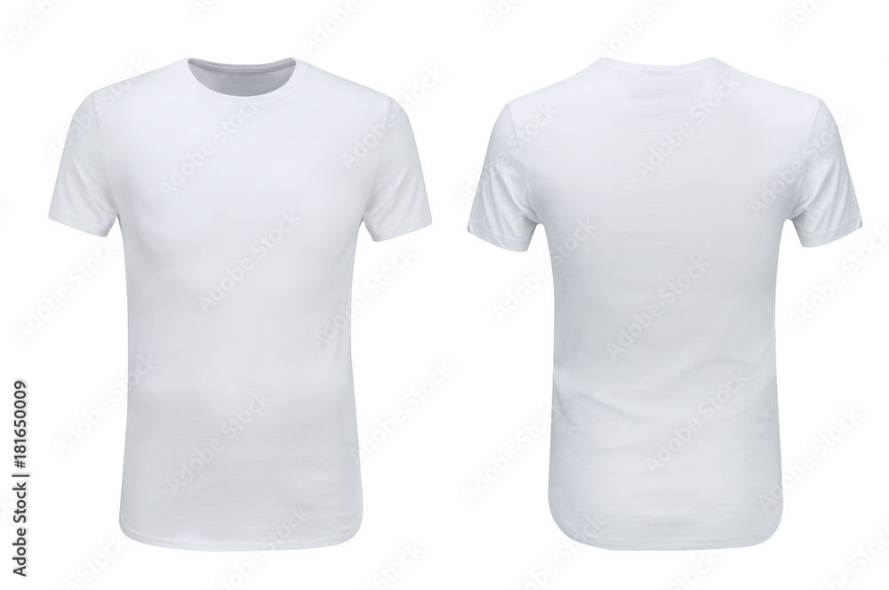 Front and back views of white t-shirt on white background Stock Photo ...