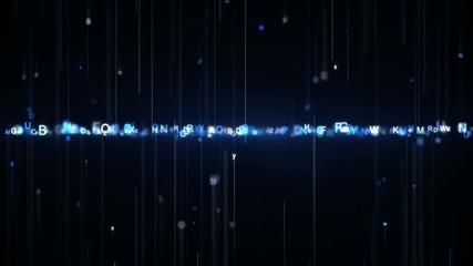 Wall Mural - Random blue alphabet letters. Abstract futuristic technology concept. Computer generated seamless loop animation 4k (4096x2304)
