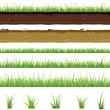 Set of seamless horizontal pattern with grass and soil