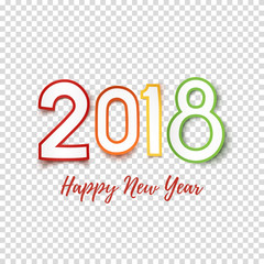 Sticker - Happy New Year 2018 greeting card template.