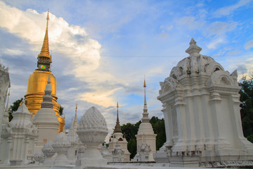 golden pagoda in wat suan dok temple, chiang mai, thailand