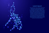 Fototapeta Sport - Map Philippines from the contours network blue, luminous space stars for banner, poster, greeting card, of vector illustration
