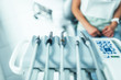 Dental instruments on the dental chair, closup photo