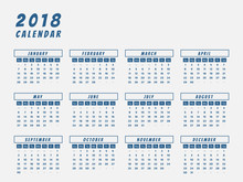 Year 2018 Calendar Outline Design