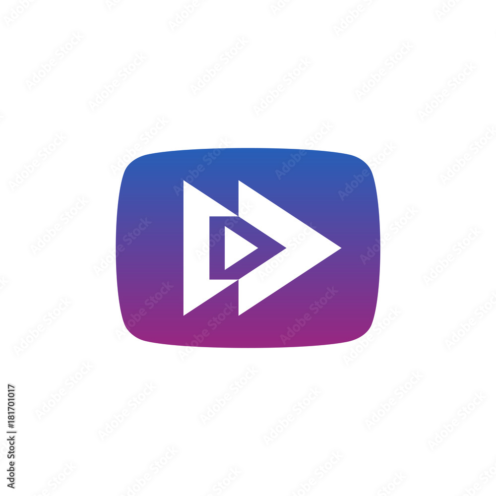 Play button logo design. Arrow sign or application icon